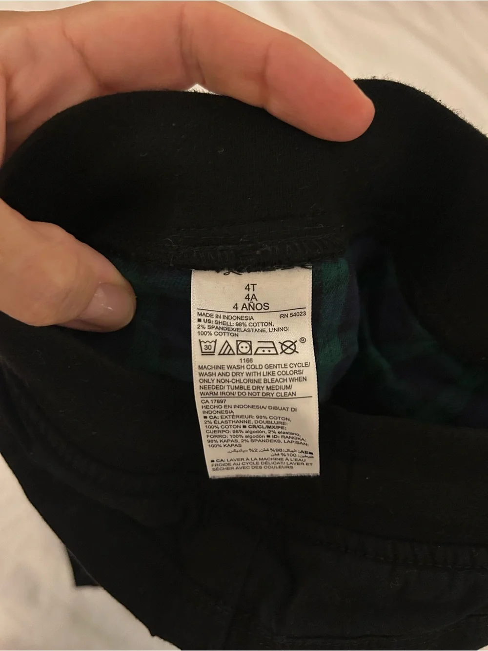 Old Navy Black Pull-On Pants with Green & Blue Plaid Lining
